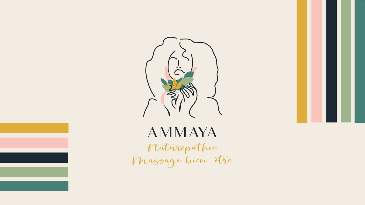 Illustration DAI Communication, logo AMMAYA, naturopathie massage bien-être
