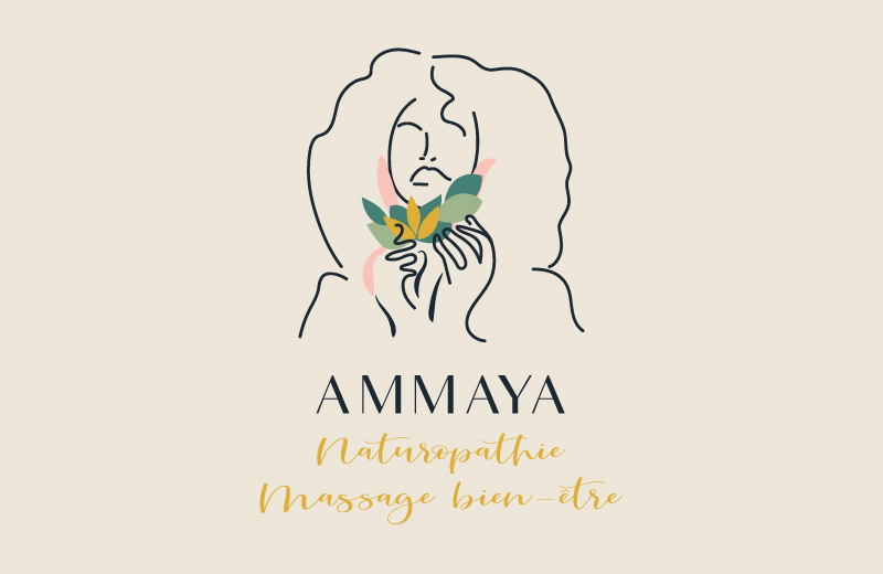 DAI Communication-identité de marque, création logo AMMAYA naturopathie massage bien-être, logo et illustration